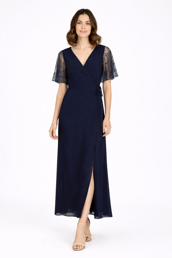 Vila Wrap long party dress Navy