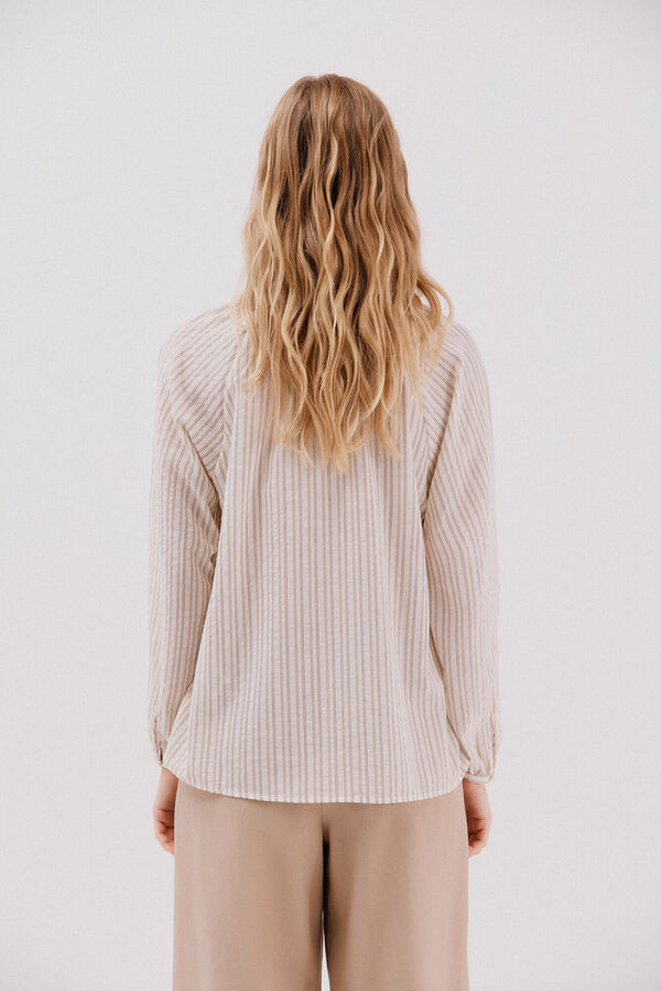 Cortefiel striped cord blouse Ivory