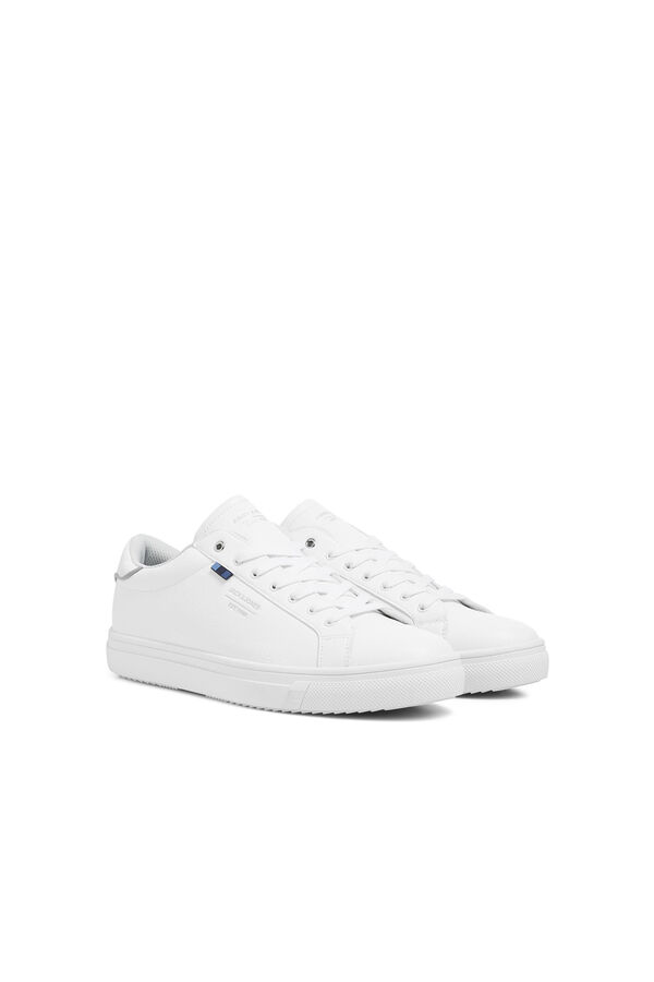 Cortefiel Faux leather trainer White