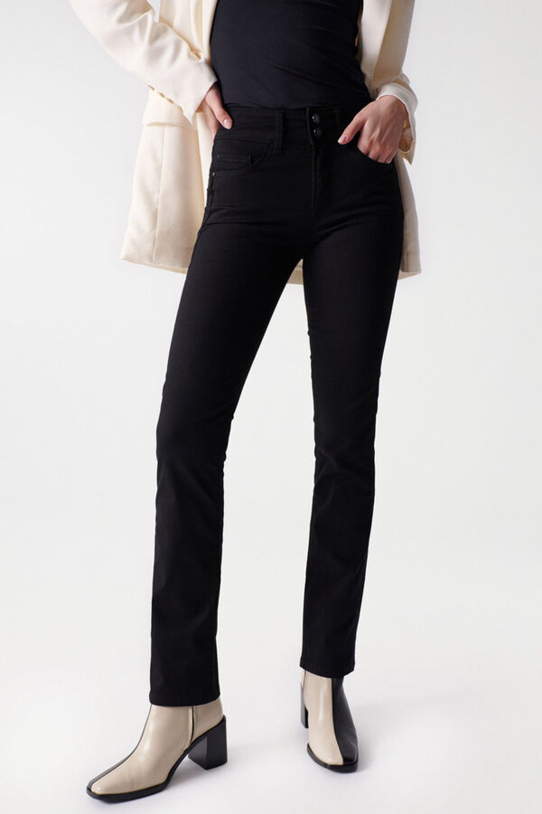 Cortefiel Secret push-in true black slim jeans Black