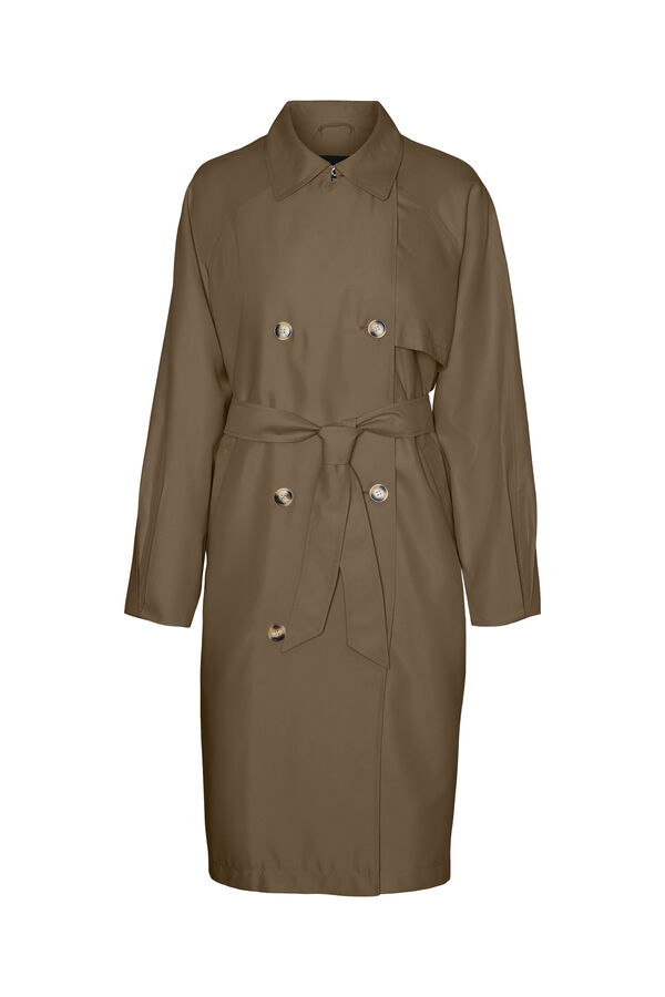 Cortefiel Long double-button trench coat Green