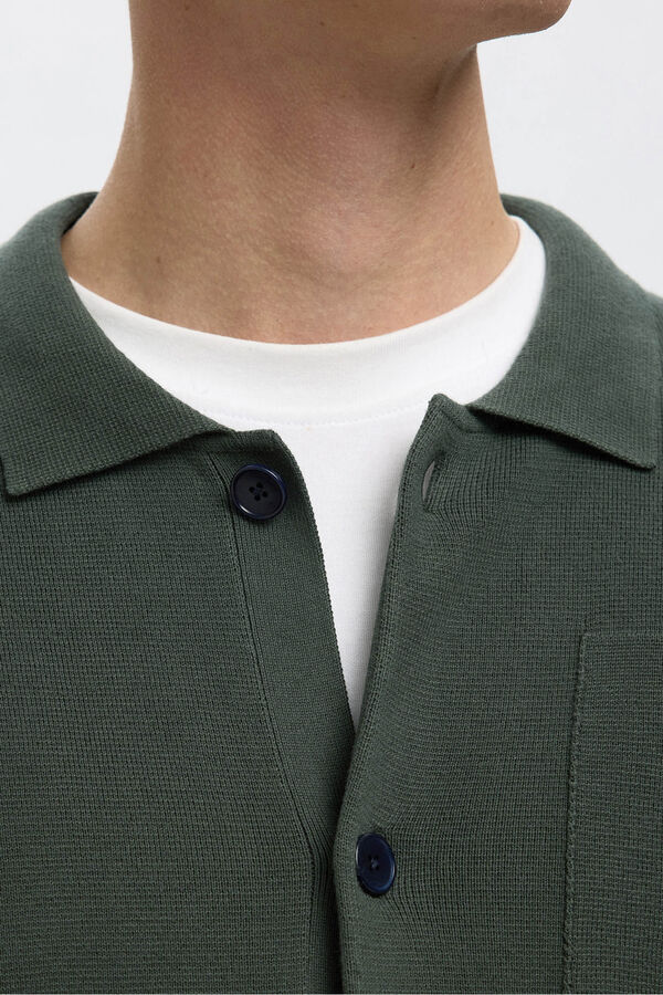 Selected Casaco casaco de malha de algodão orgânico com bolsos.  Verde
