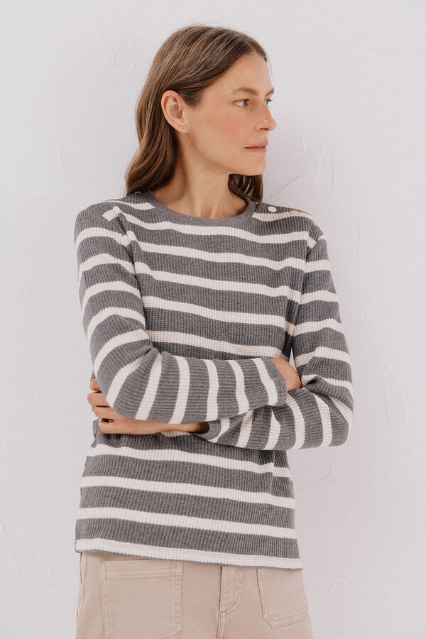 Cortefiel striped structured sweatshirt Grey