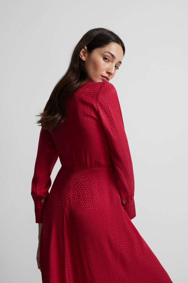 Silbon Vestido longo em jacquard com nó Vermelho