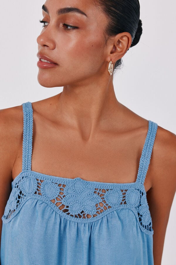 Cortefiel Vestido acetinado de lingerie Azul