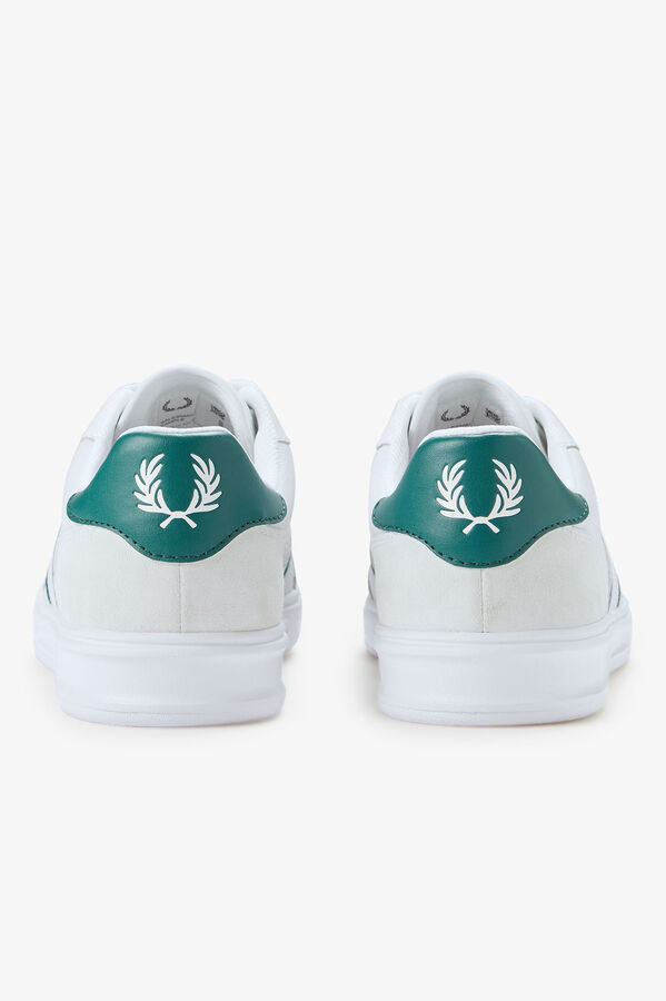 Fred Perry Tênis B4 em couro/camurça com relevo Branco