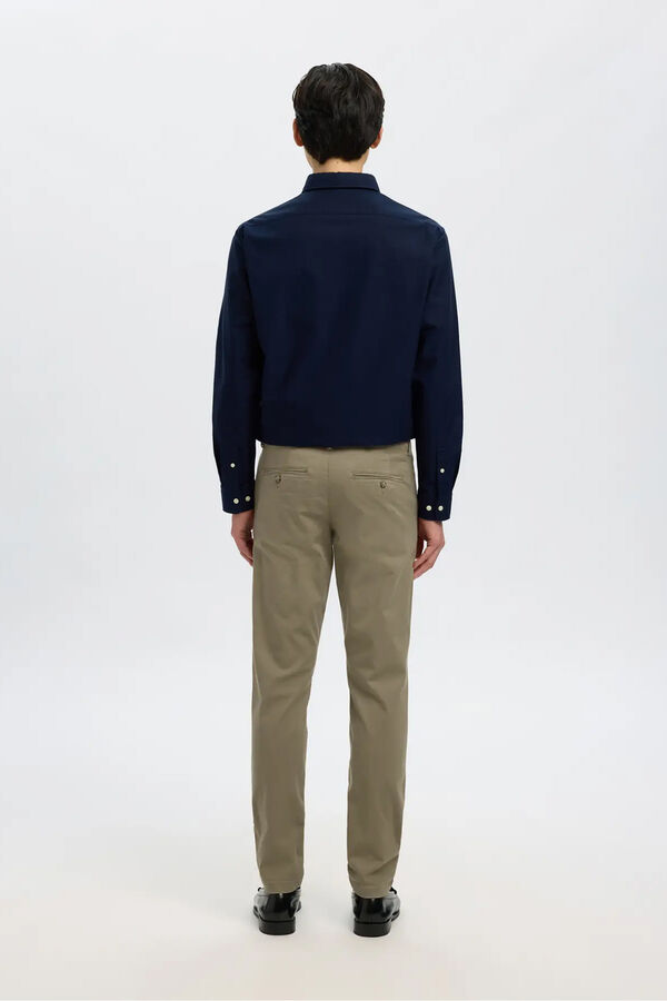 Selected Calça calças chino slim fit feita de algodão orgânico  Castanho