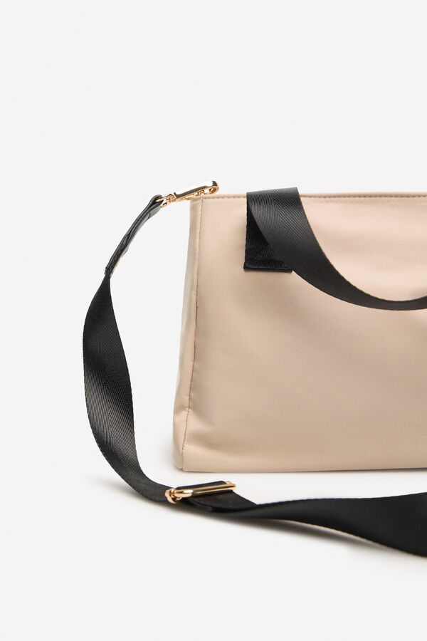 Cortefiel Sacola de compras de nylon com bolso Castanho