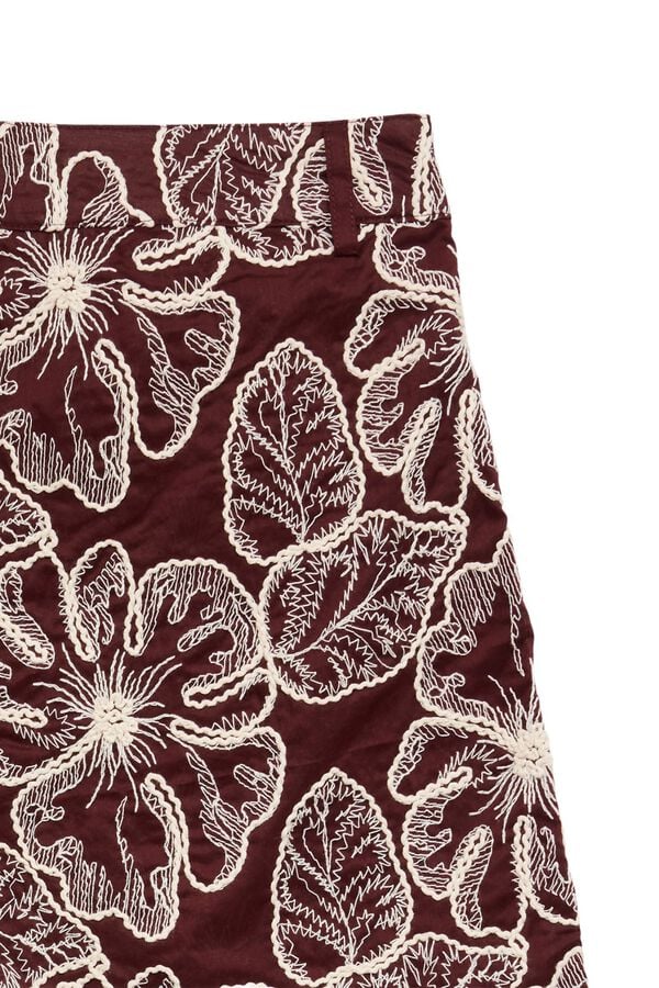 Vero Moda Cal&ccedil;&otilde;es com bordados Castanho