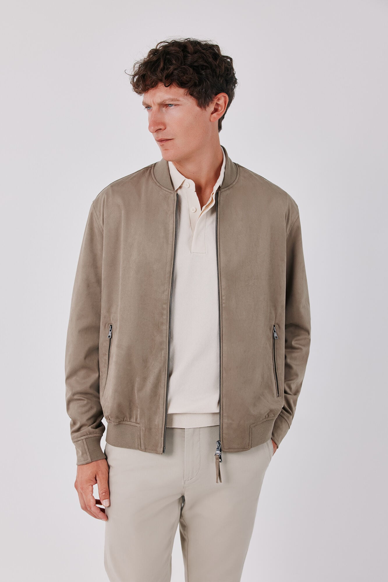 Cortefiel Faux suede bomber jacket
