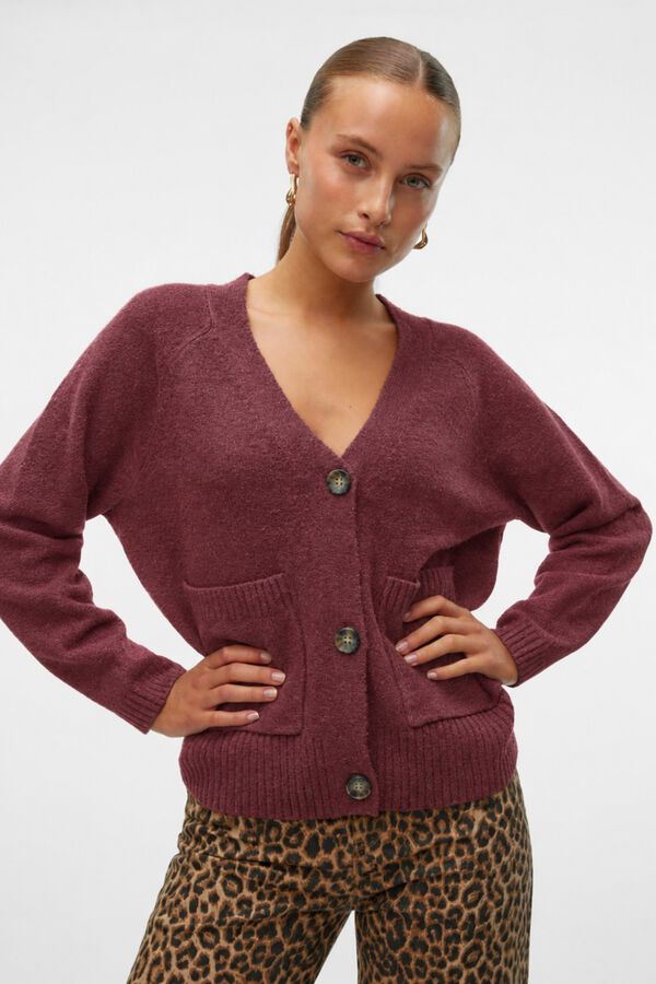 Vero Moda V-neck cardigan Maroon