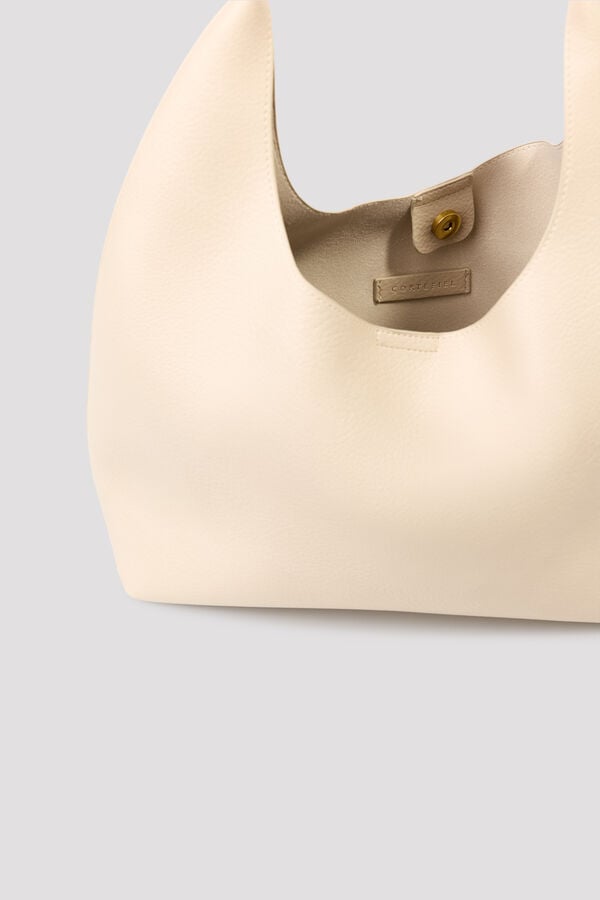 Cortefiel Basic hobo bag Ivory