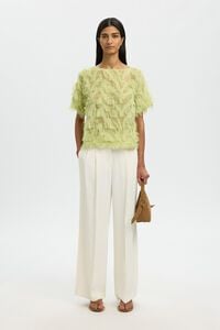 Selected Blusa manga corta con tejido flecos