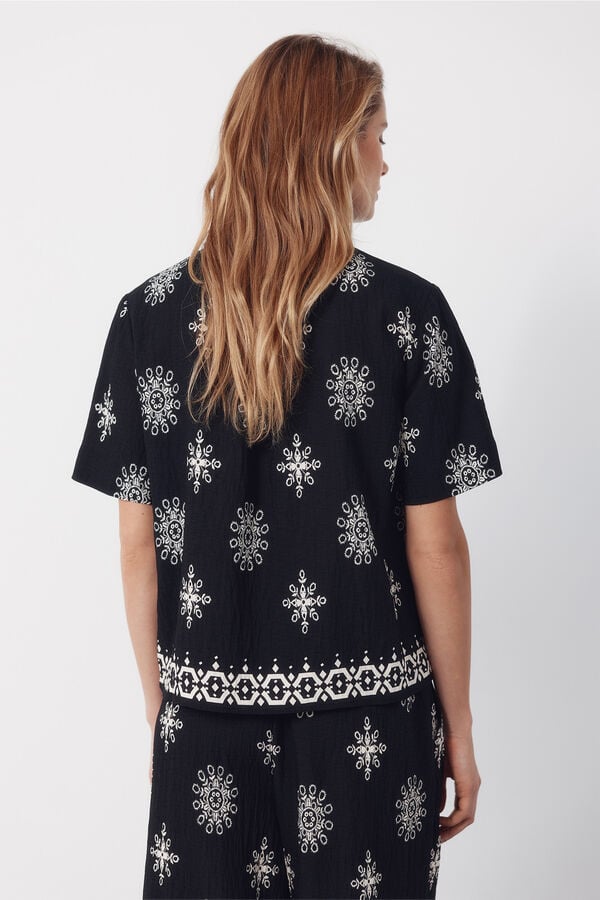 Cortefiel Printed short sleeve shirt Printed blue