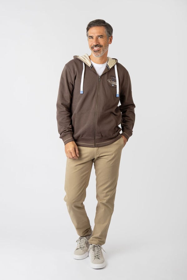 Privata Sweatshirt aberto com capuz e bolsos Castanho