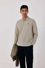 Cortefiel Basic long sleeve polo shirt Beige