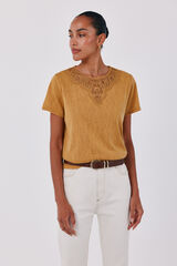 Cortefiel Guipure neckline t-shirt Gold