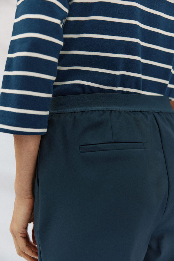 Cortefiel Straight trousers with elasticated back Navy
