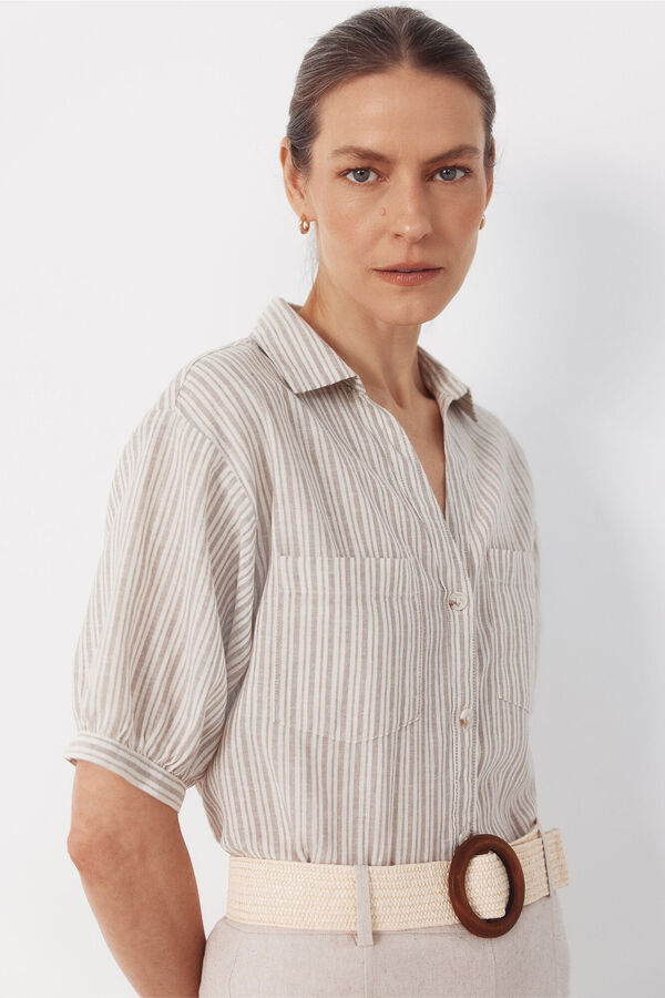 Cortefiel Rustic short sleeve shirt Printed brown