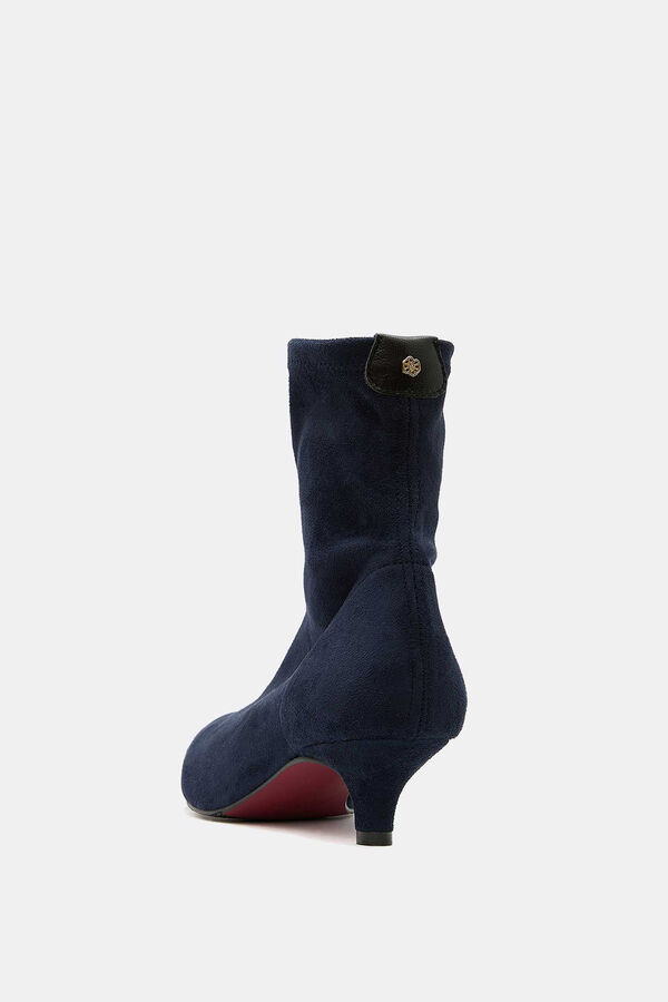 Cortefiel Lycra low heel ankle boot Navy