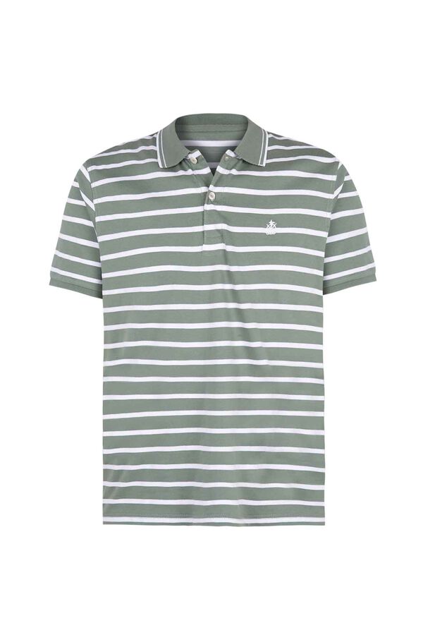 Cortefiel Striped polo shirt with tipping Green