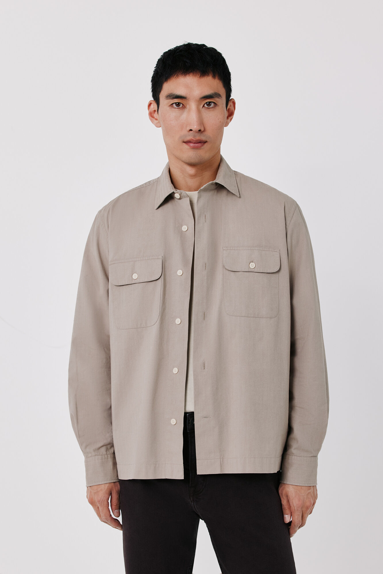 Cortefiel Herringbone cotton overshirt