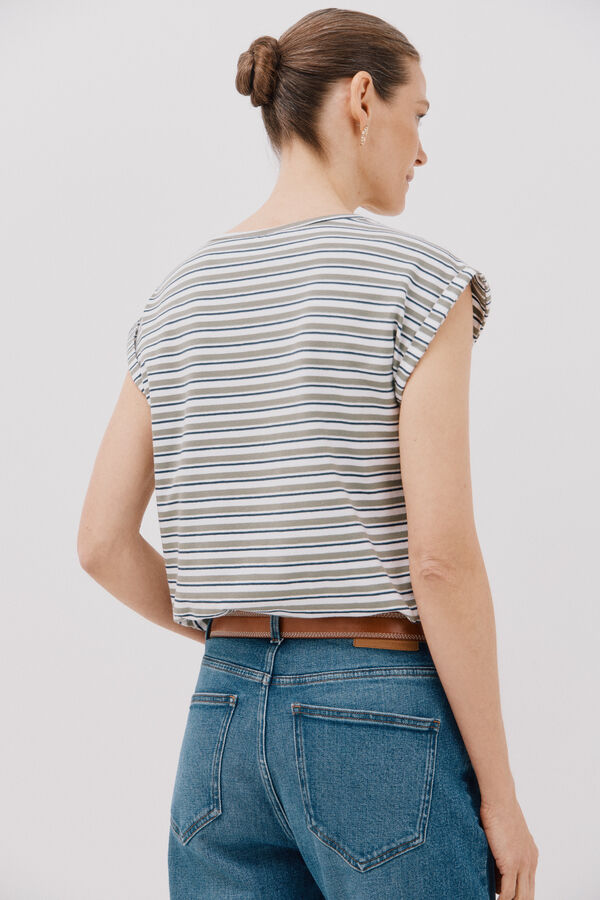 Cortefiel Basic sleeves t-shirt Printed green