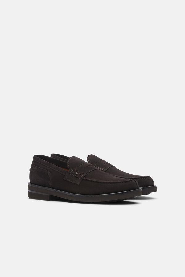 Lottusse Mocha Cow Suede Loafers Dark brown