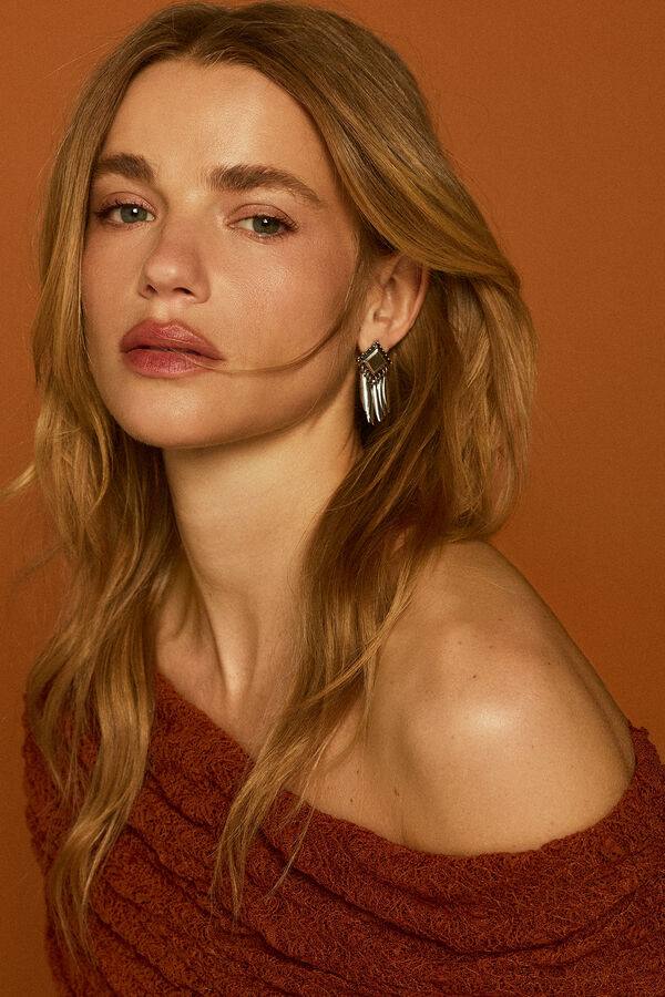 Slowlove Pendientes espigas met&aacute;licas Gris