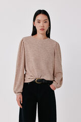 Cortefiel Shoulder pleat T-shirt Nude