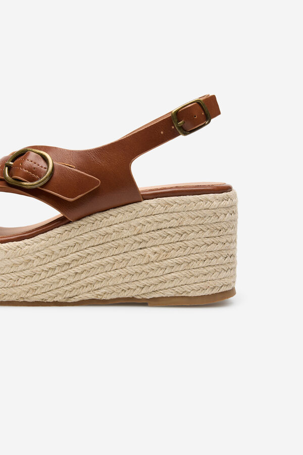 Cortefiel Crossed wedge sandal Brown