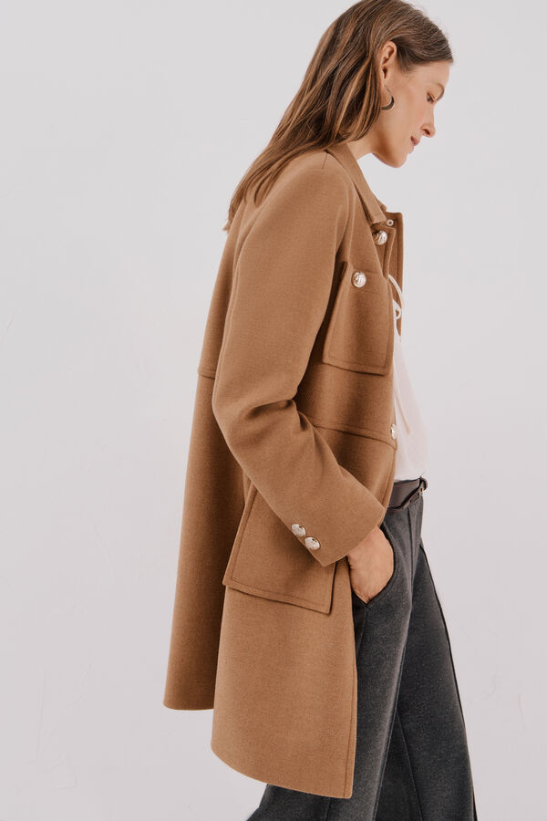Cortefiel Coat with golden buttons Beige