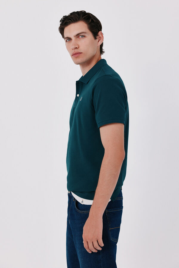 Cortefiel Piqu&eacute; slim polo shirt Dark green