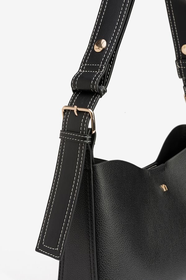 Vilanova Embroidered handle shoulder bag Black