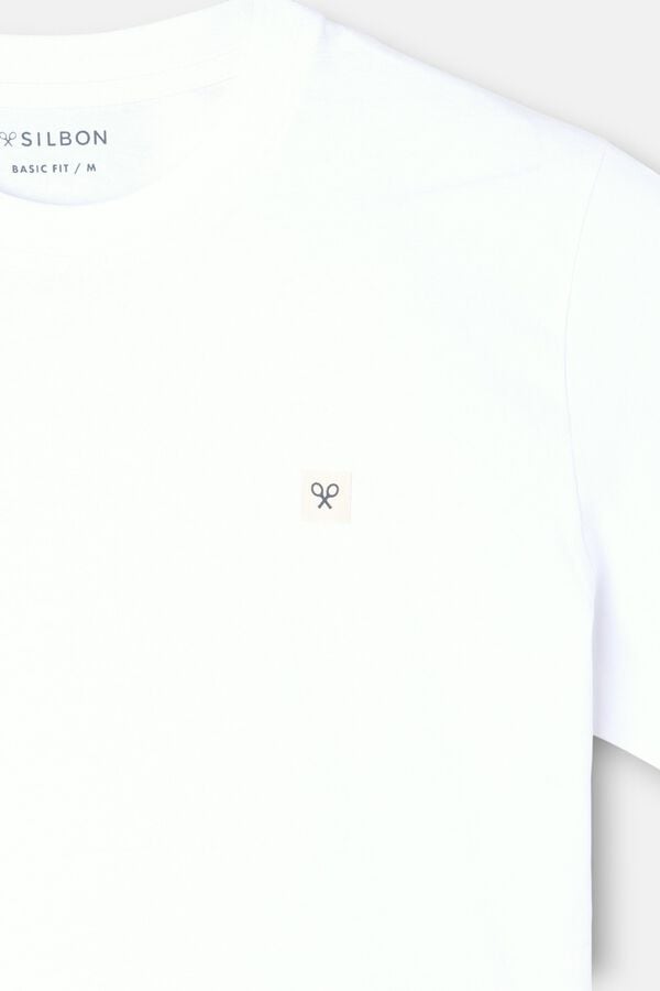 Silbon T-shirt lisa com minilogo em remendo Branco