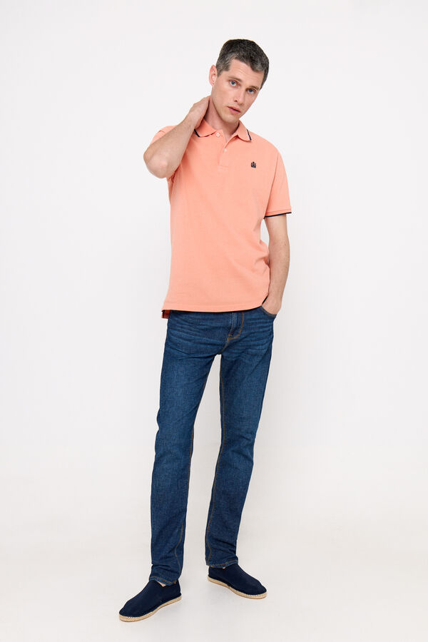 Cortefiel Piqué polo shirt with tipping Orange