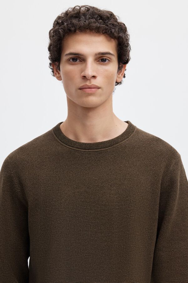 Selected Camisola 100% algod&atilde;o org&acirc;nico Castanho