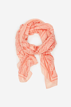Cortefiel Eco-friendly ethnic print scarf Coral