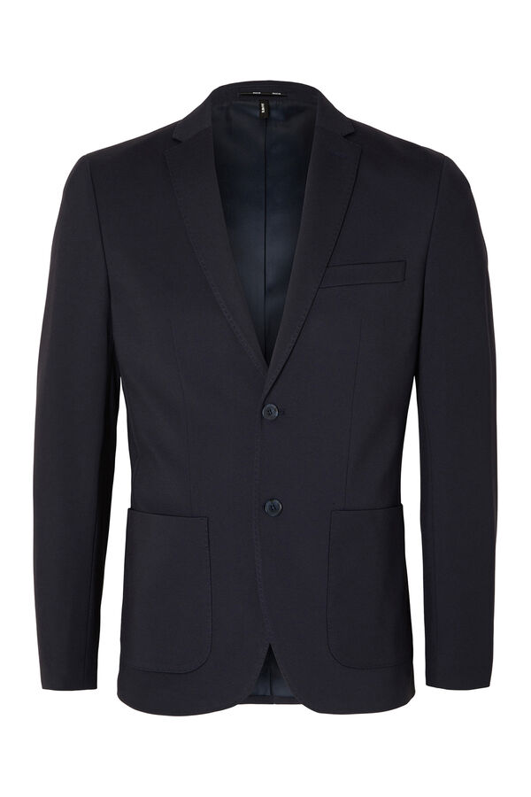 Selected Blazer Slim Fit estilo malha confecionado com Lenzing Ecovero Azul