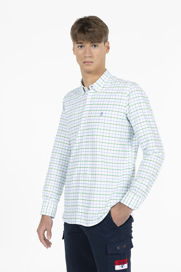 Cortefiel Camisa quadrados bicolor oxford Verde