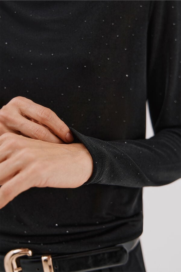 Cortefiel Shiny draped top Black