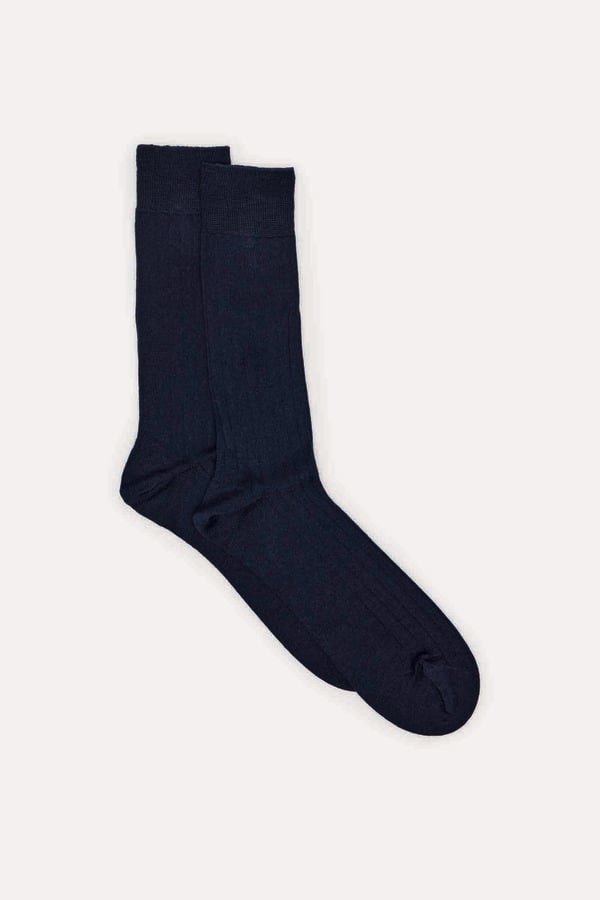 Cortefiel plain wool sock Navy