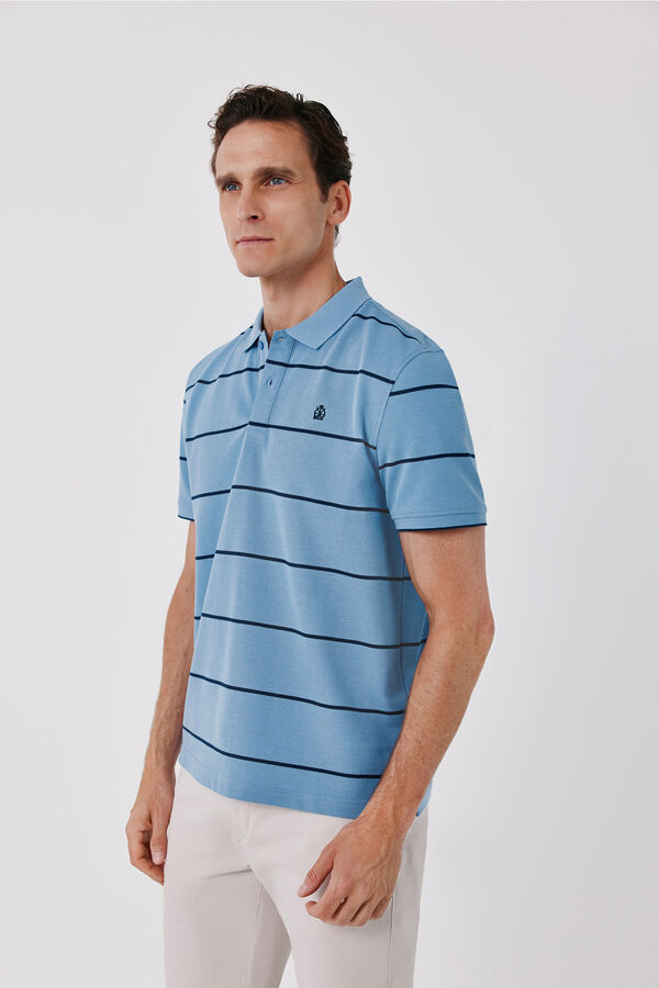 Cortefiel Striped piqu&eacute; polo shirt Blue