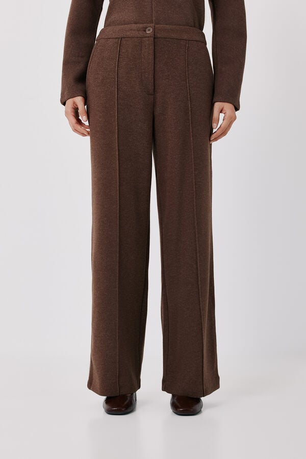 Cortefiel Comfort soft fabric trousers Dark brown