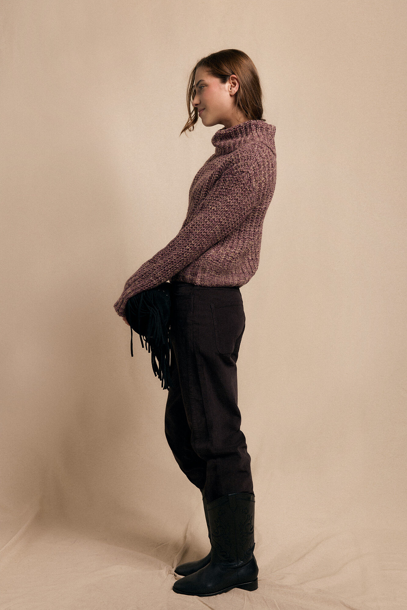 Slowlove Camisola de gola dobrada bicolorida