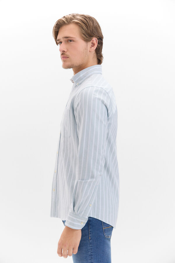 Cortefiel Striped Oxford shirt Kaki