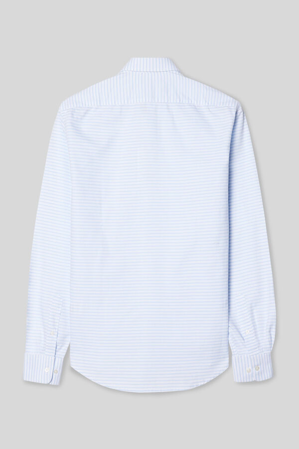 Cortefiel Oxford sports polo shirt with thin blue horizontal stripe Blue