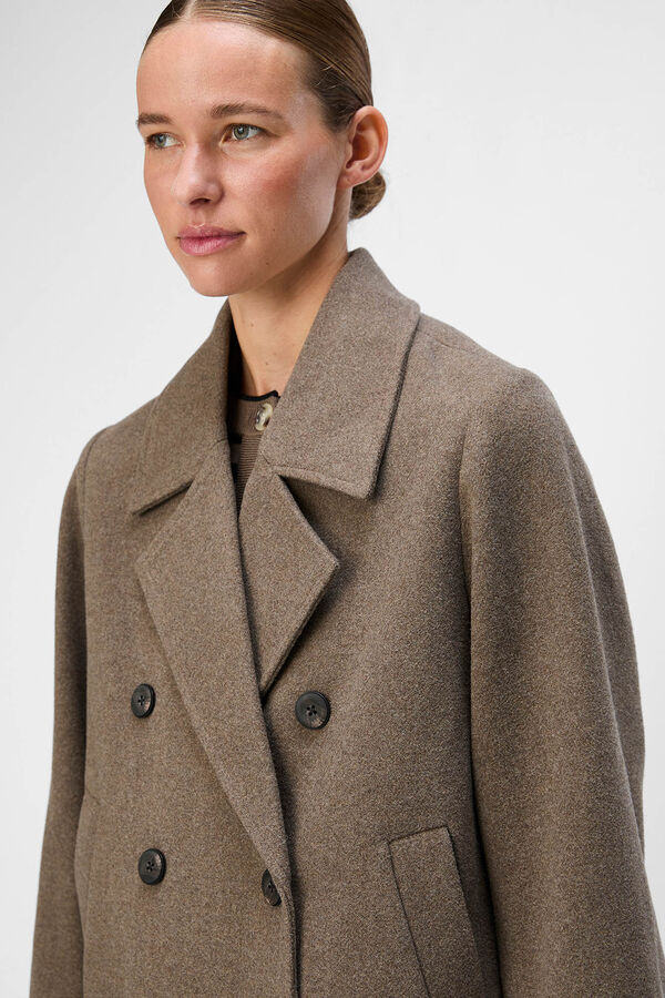 Cortefiel Short double-breasted coat Grey