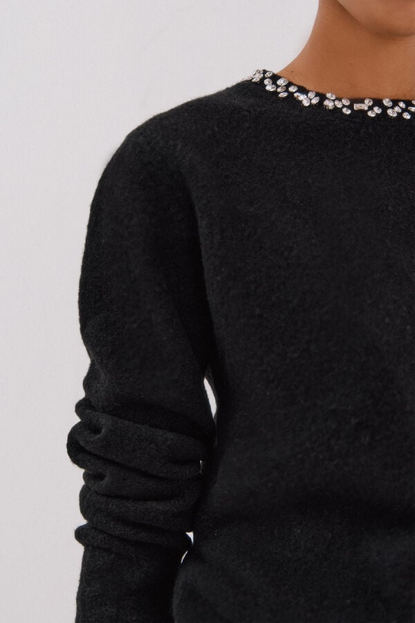 Cortefiel Jersey punto joyas Black