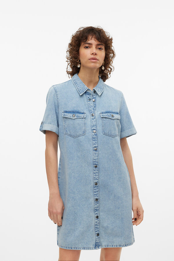 Vero Moda Vestido manga curta denim manga curta Azul